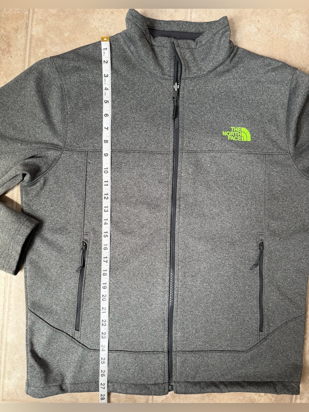 The North Face Men's Apex Canyonwall Jacket SoftShell Grey w/Lime Logo Size L - Picture 8 of 8